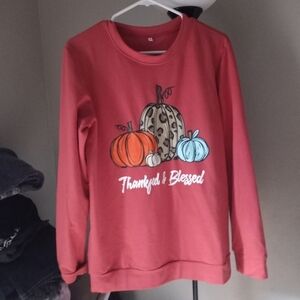 GBSELL Thankful & Blessed Multicolor Pumpkin Pullover Sweater Womens Size Small
